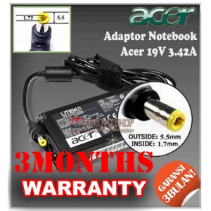 3.2 Adaptor Acer 19V 3.42A Series (Konektor 5.5 x 1.7mm)